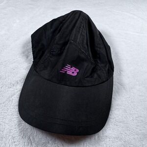 New Balance Hat Cap Strap Back Mens One Size Black Lightweight Running Athletic